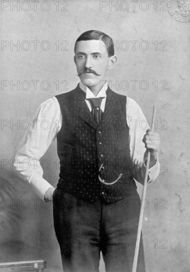 Portrait of the billiards player E Diggle, 1896. Creator: Symmons & Thiele.