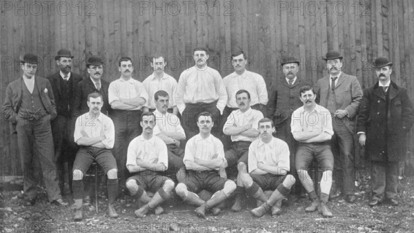 Group portrait of the Bolton Wanderers football team, 1896. Creator: Symmons & Thiele.