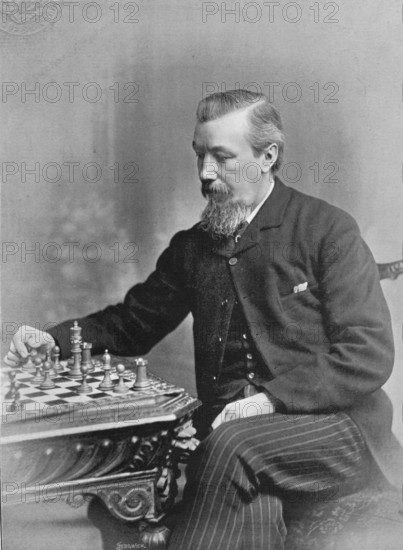 Portrait of the chess player Joseph Henry Blackburne, 1896. Creator: George Bradshaw.