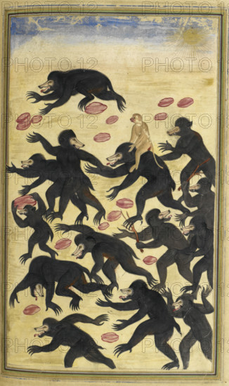 The monkeys outwitting the bears, 1600-01. Creator: Unknown.