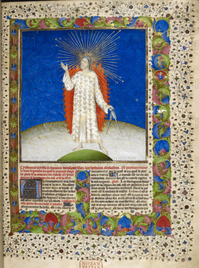 (Whole folio) Miniature containing Creation scene..., 1411. Creator: Unknown.