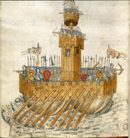 Ship with armed soldiers, 15th century . Creator: Unknown.