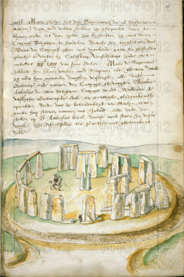 Drawing of Stonehenge, co. Wilts, 1573-75. Creator: Lucas de Heere.