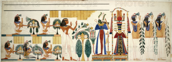 Egyptian tomb wall, between 1826 and 1838. Creator: Unknown.