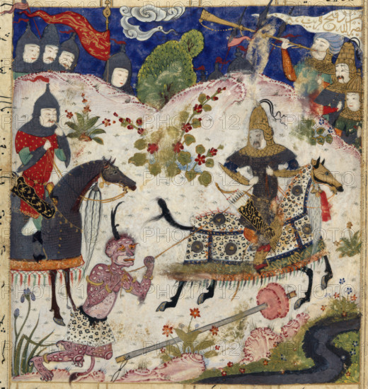 Iskandar lassoes a demon, 1505. Creator: Unknown.