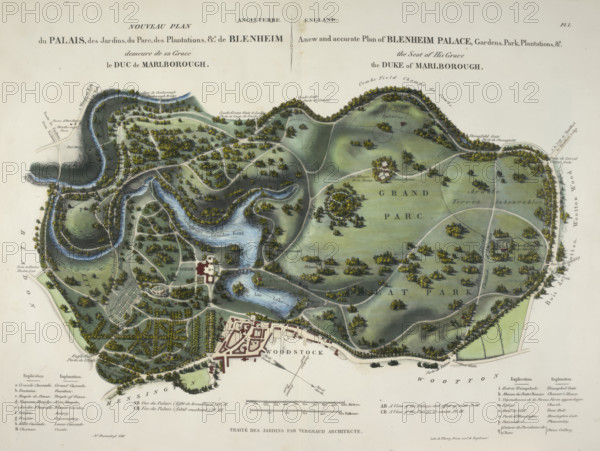 A new and accurate plan of Blenheim Palace, 1835. Creator: Unknown.