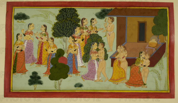 The courtesans tempt Rishyasringa, 1712. Creator: Unknown.