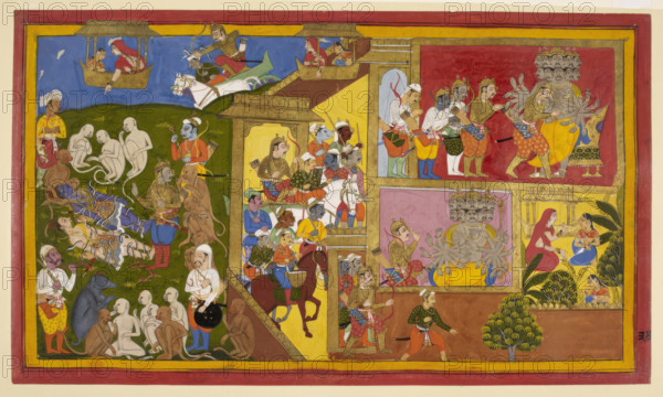 Rama and Lakshmana are bound, 1650-1652. Creator: Sahib Din.