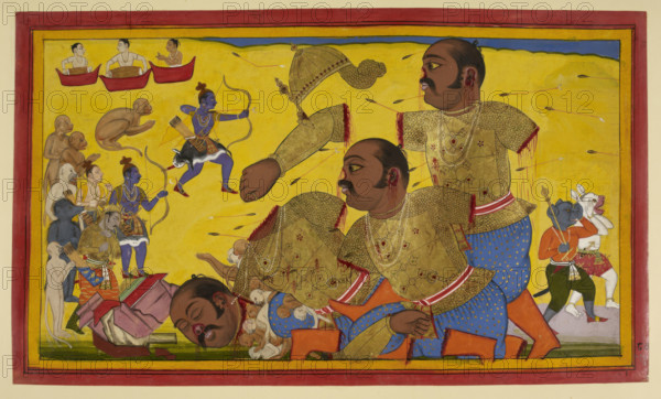 Rama and Kumbhakarna, 1652. Creator: Sahib Din.