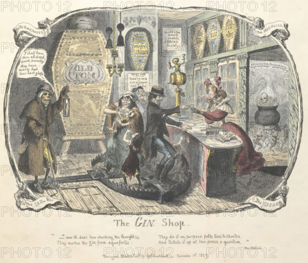 The Gin Shop, 1828. Creator: George Cruikshank.