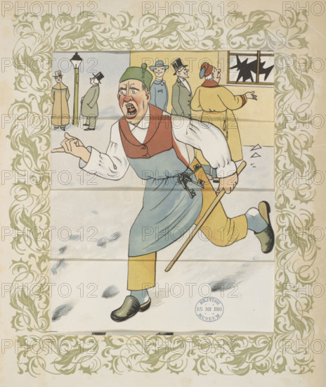 Angry shop-owner, 1900. Creator: Lothar Meggendorfer.