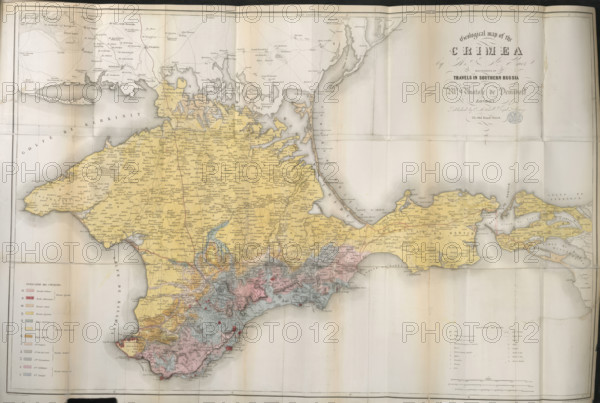 Geological map of the Crimea, 1853. Creator: Unknown.