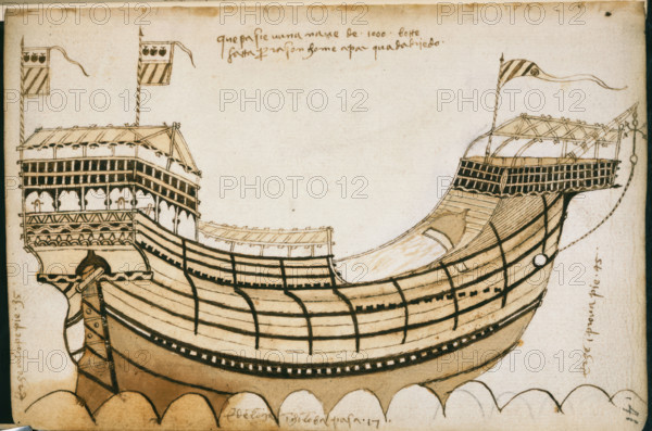 Drawing of a ship, c1447-1449. Creator: Unknown.