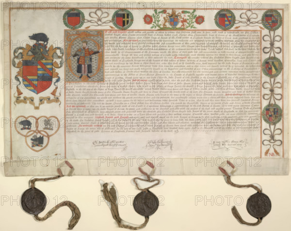 Grant of arms to Sir Nicholas Bacon, 1569. Creator: Unknown.