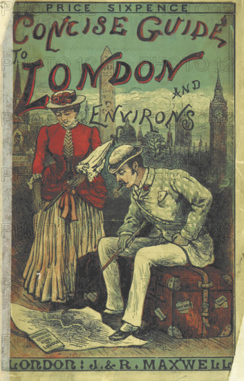 Tourists with map of London, 1885. Creator: Unknown.