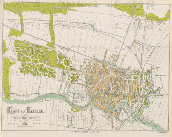 Map of Haarlem and its surroundings, 1882. Creator: F. Allan.