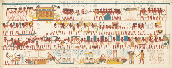 Great Funeral Procession of a Royal Scribe at Thebes, 1837. Creator: Unknown.