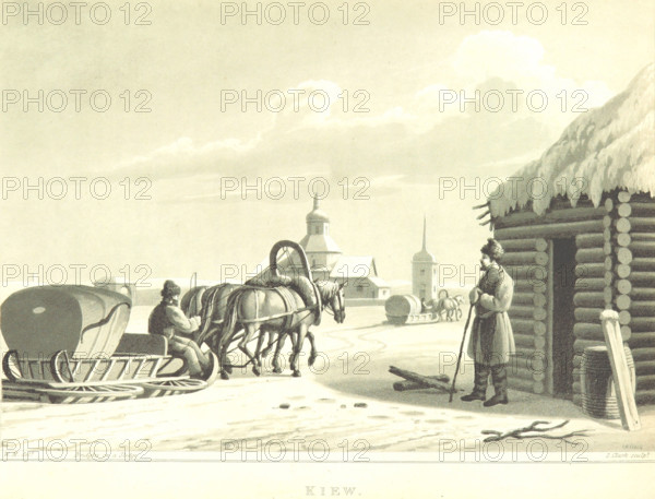 Bridgka on a Sledge - Kiew, 1819. Creator: I Clark.