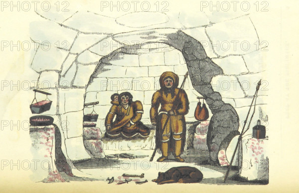 Inuit family in their igloo, 1825. Creator: Unknown.