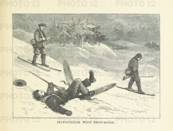 Difficulties with snow-shoes, 1880. Creator: Unknown.