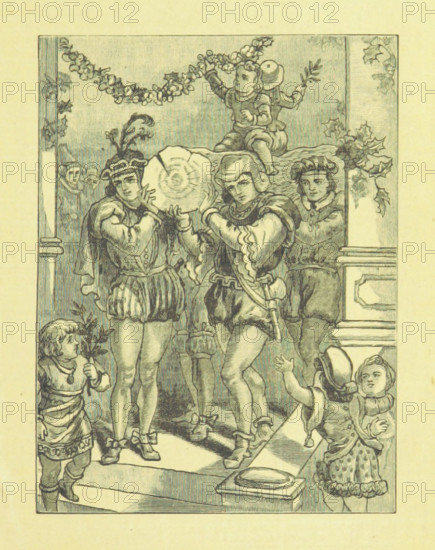 Bringing in the Yule Log, 1885. Creator: Henry G. Wells.