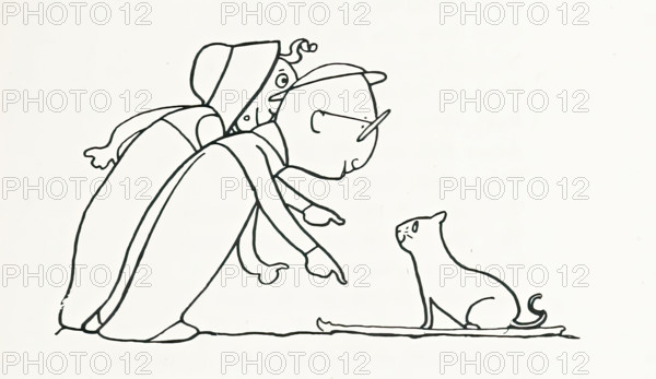 People and cat, 1899. Creator: Charles Robinson.