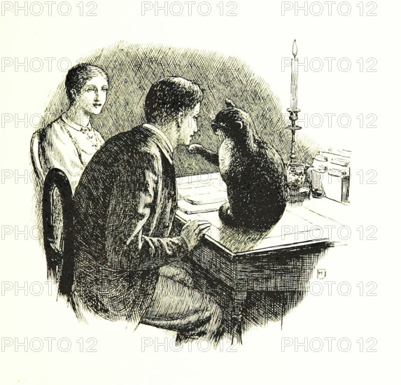 Man and woman with a cat, 1896. Creator: Unknown.