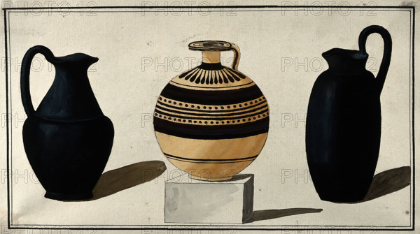 Three Greek jugs, 1760-1769. Creator: Augustin Dahlsteen.