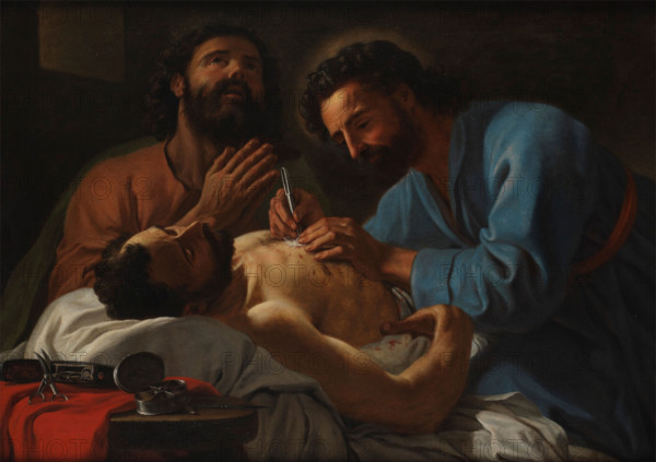 SS Cosmas and Damian dressing a chest wound , 1748. Creator: Antoine de Favray.