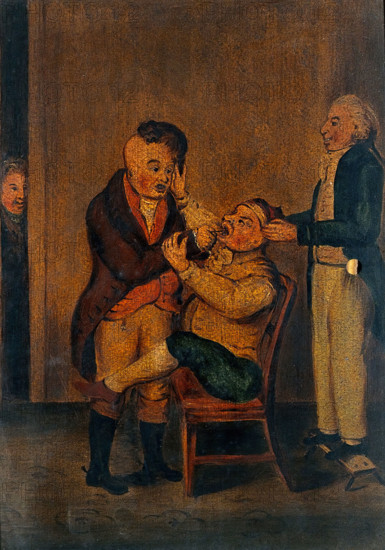 A surgeon extracting a tooth. Creator: Unknown.