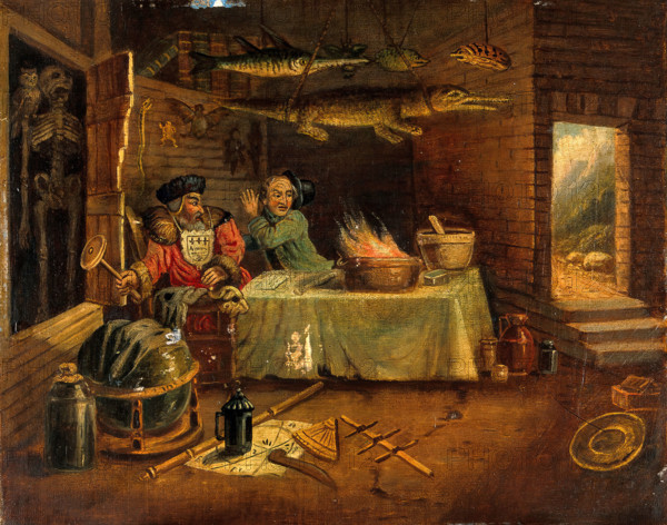 An explosion in a laboratory. Creator: Hogarth, William, 1697-1764 (After).