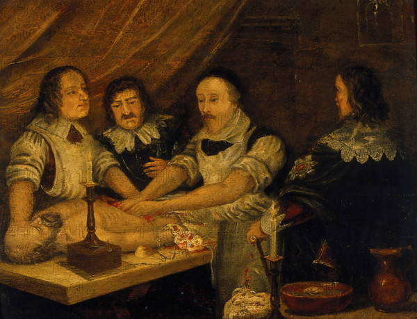 William Harvey dissecting the body of Thomas Parr, c1900. Creator: Unknown.