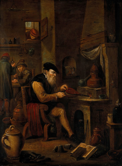 An alchemist in his laboratory, c1680s. Creator: Follower of David Teniers the younger.
