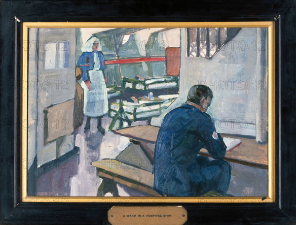 World War I: a ward in a hospital ship, c1914-1918. Creator: Jan Gordon.