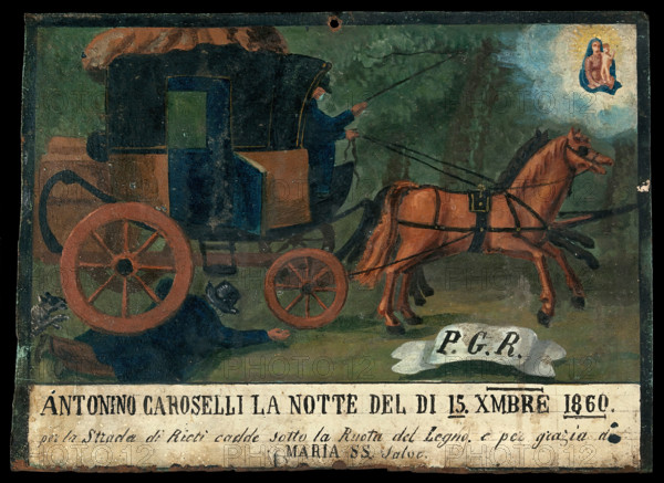 Antonino Caroselli run over by a coach, 1860. Creator: Unknown.