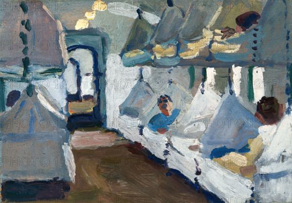Interior of a naval ambulance train, c1918. Creator: Jan Gordon.