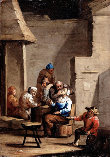 A surgeon operating on a woman's mouth, c17th century. Creator: Unknown.