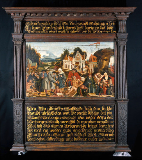 Works of mercy with Dives and Lazarus, c1550. Creator: Unknown.