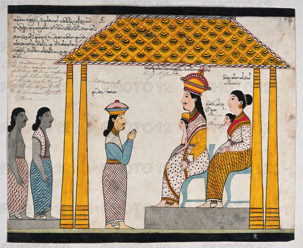 The representative of the people of Jetuttara requests Prince Vessantara to leave the city, 1815. Creator: Unknown.