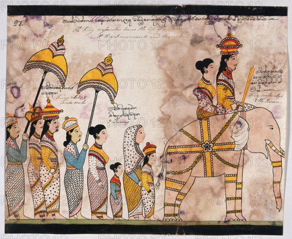 Prince Vessantara leaves the life of a hermit and returns to the city, 1815. Creator: Unknown.