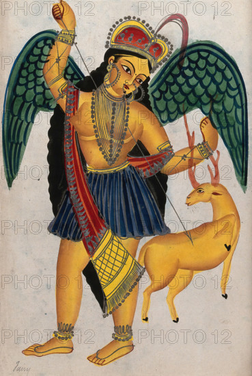 Apsara with pet deer. Creator: Unknown.