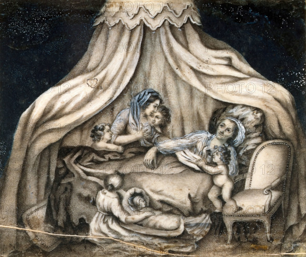 A mother feeding her children. Creator: Unknown.