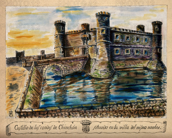 The imaginary castle of the Countess of Chinchon, where cinchona (quinine) was allegedly discovered. Creator: Unknown.