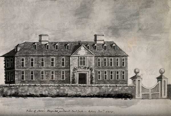 Stone's Hospital, Oxford: panoramic view, 1805. Creator: Unknown.