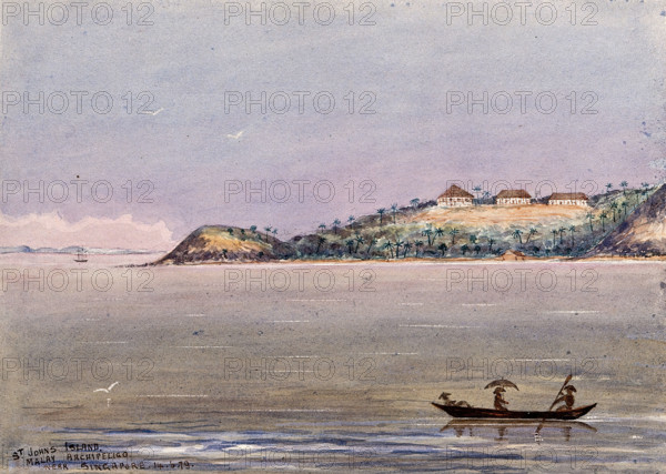 Singapore: the quarantine station on St  John's Island, 1879. Creator: John Edmund Taylor.