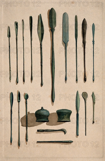 A selection of ancient Roman surgical instruments, 1850-1910. Creator: Unknown.