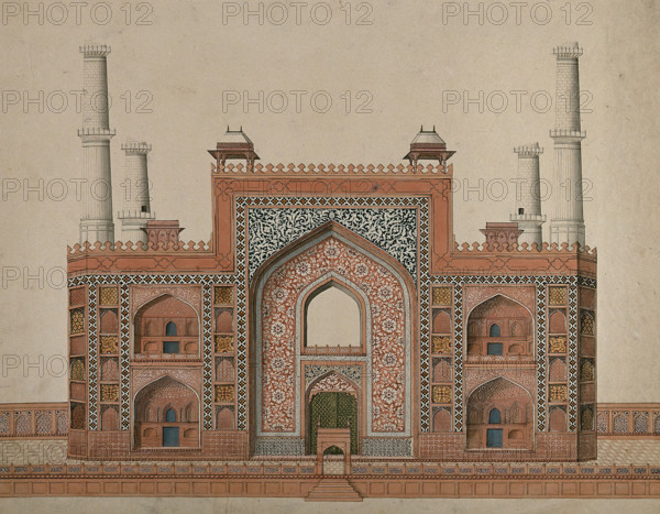 Sikandra, near Agra, Uttar Pradesh: gateway to the mausoleum of the... (between 1800 and 1899?). Creator: Unknown.