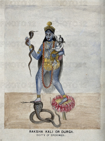 Raksha Kali, a form of the goddess Parvati worshipped for protection against epidemics and drought. Creator: Unknown.