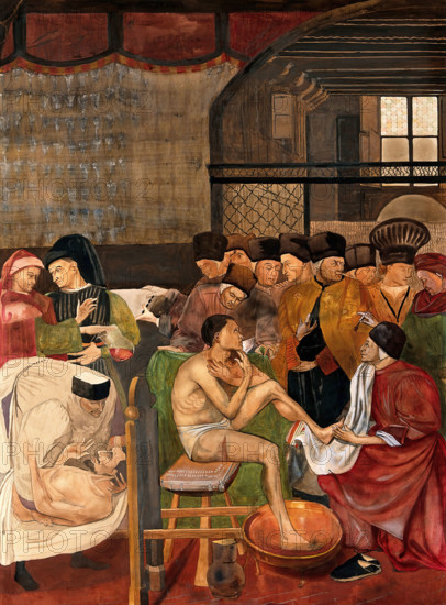 Hospital of Santa Maria della Scala, Siena: physicians and surgeons treating the sick, approx 1912. Creator: Unknown.