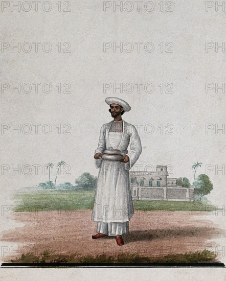 A servant carrying a serving dish, (between 1800 and 1899?). Creator: Unknown.